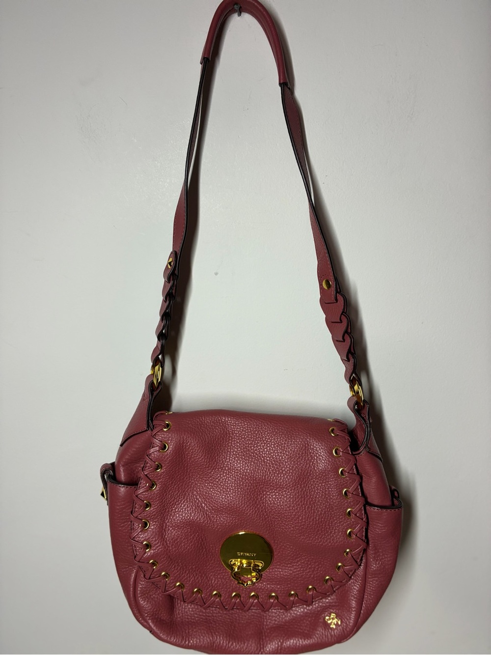 orYANY Dusty Rose Leather Shoulder Bag with Gold Hardware